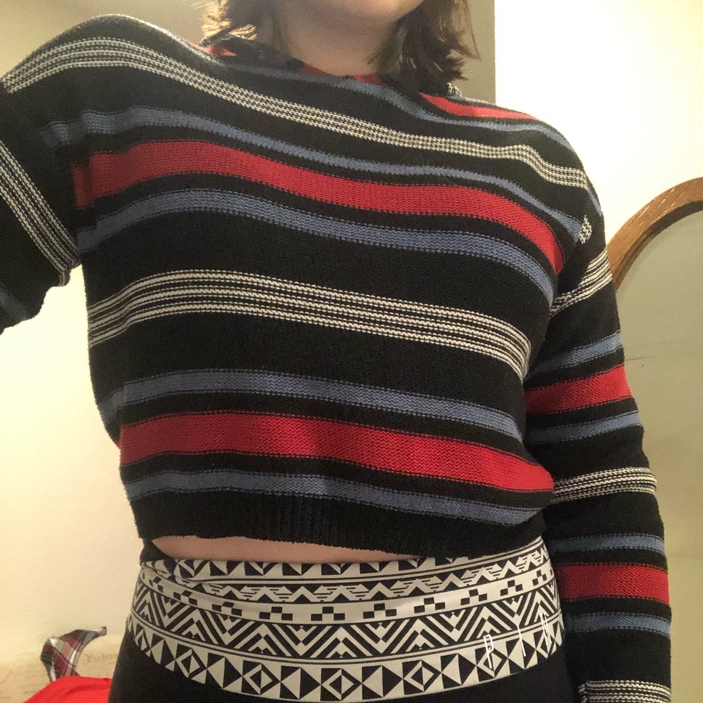 Cropped striped sweater